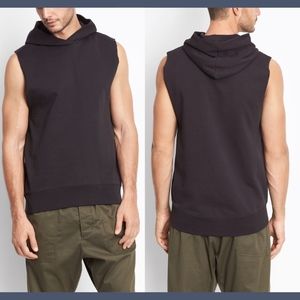 NEW $195 Vince‎ Terry Sleeveless Pullover Hoodie in Black for Men [SZ XL ]